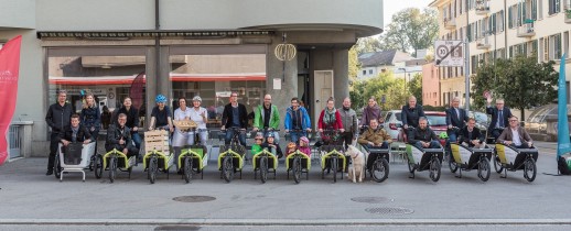 Lancierung des weltweit ersten E-Cargo-Bikesharings „carvelo2go“ am 30.09.2015 in Bern (Foto: Mobilitätsakademie)