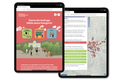 Piattaforma digitale per l'analisi partecipativa dei punti deboli sui percorsi scolastici (Foto: Metron Verkehrsplanung AG )