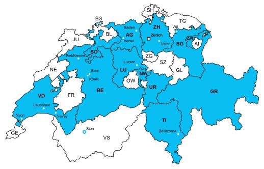 Die Mobilservice Trägerkantone und Public-Partner (Stand per 01.01.2023) 